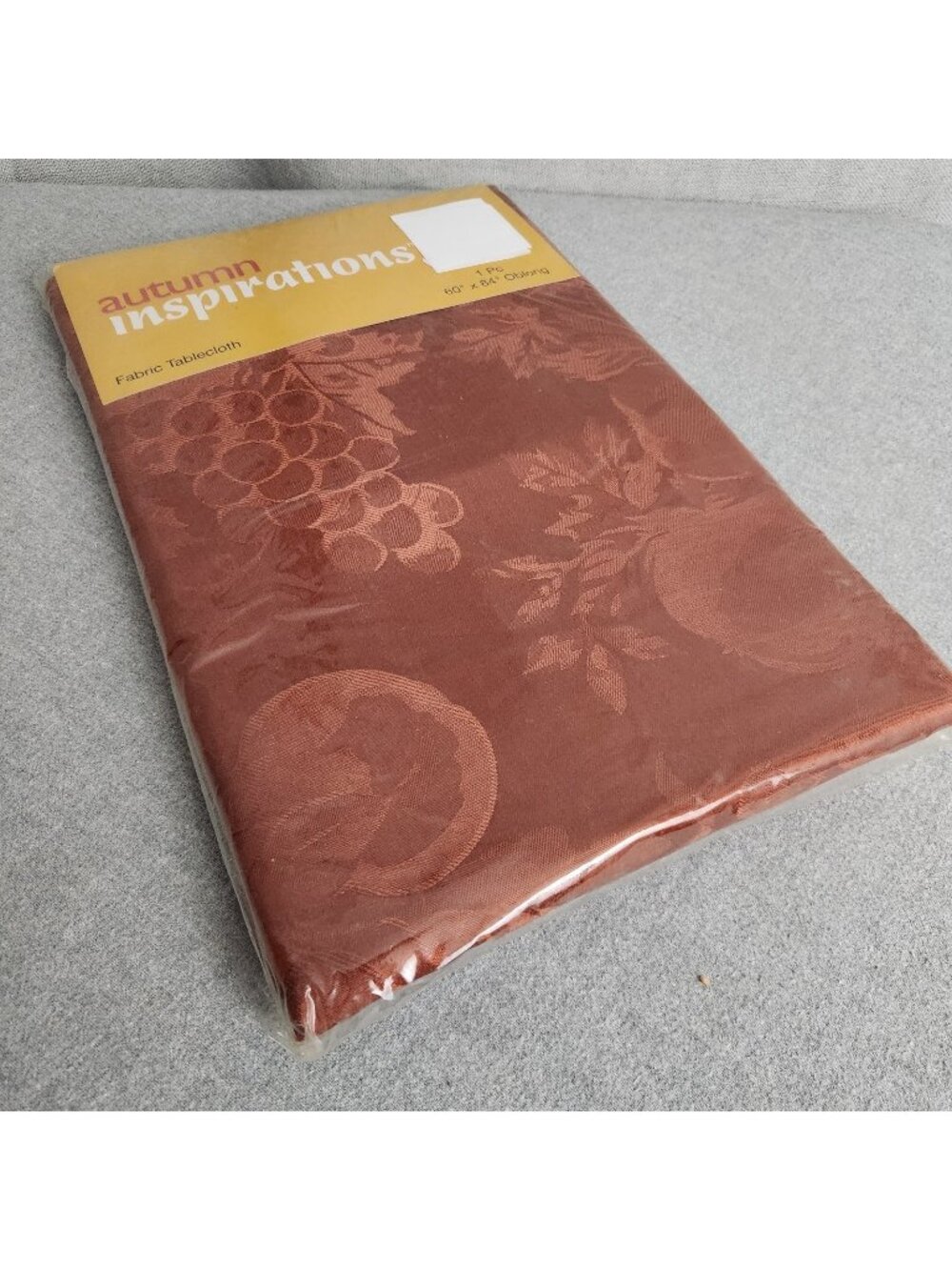 Autumn Inspirations Burnt Orange Fabric Tablecloth 1pc 60" x 84" Oblong NEW